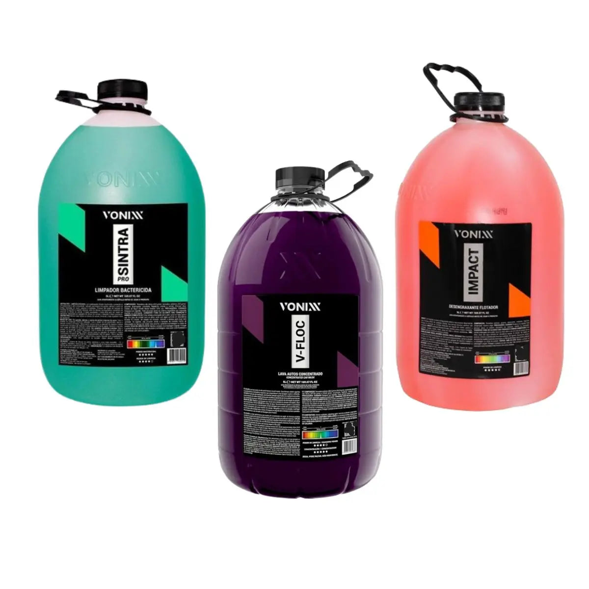 COMBO LAVA RÁPIDO - SINTRA 5L - IMPACT 5L E V-FLOC 5L VONIXX (3 GALÕES 5L CADA)